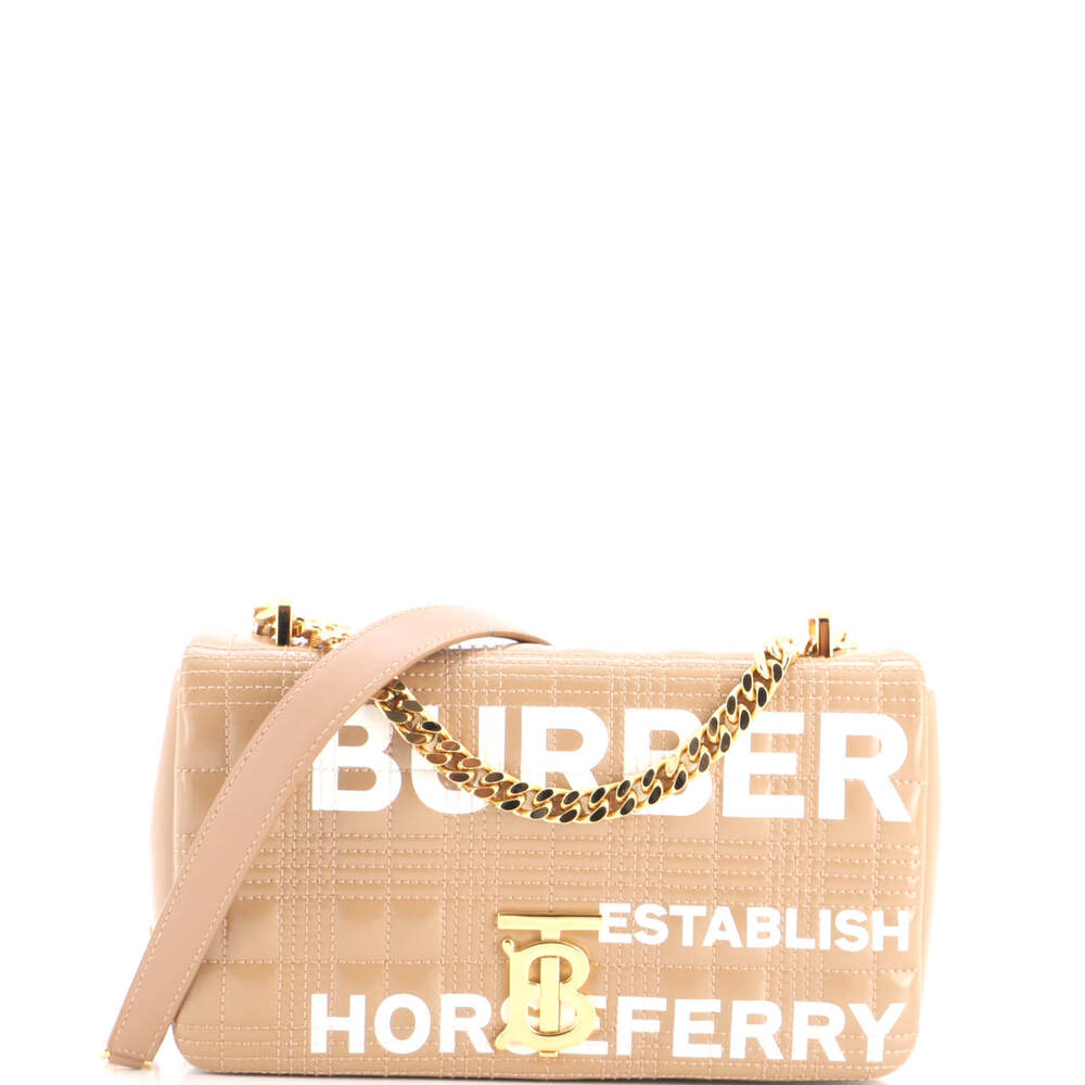 Burberry Small Lola Shoulder Bag Quilted Printed Coated Canvas